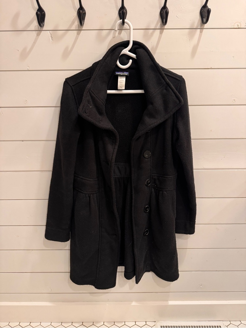 Patagonia Women's Black Pea Coat with Button Front